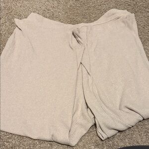 Beige Ribbed Knit Pants